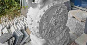 安康芝麻白抱鼓石 庭院抱鼓石