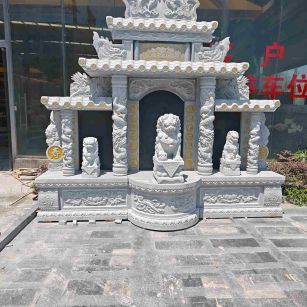 安康芝麻白中国黑石材套墓 花岗岩墓碑